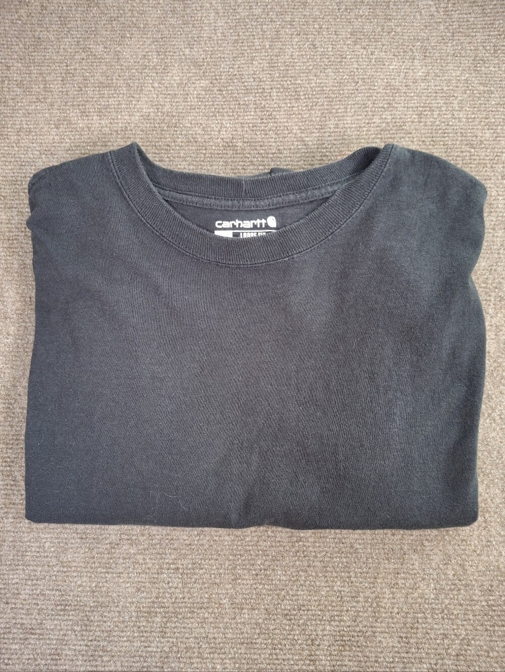 Carhartt Loose Fit Black Long Sleeve Tee Green Sleeve Back Graphics Size Small